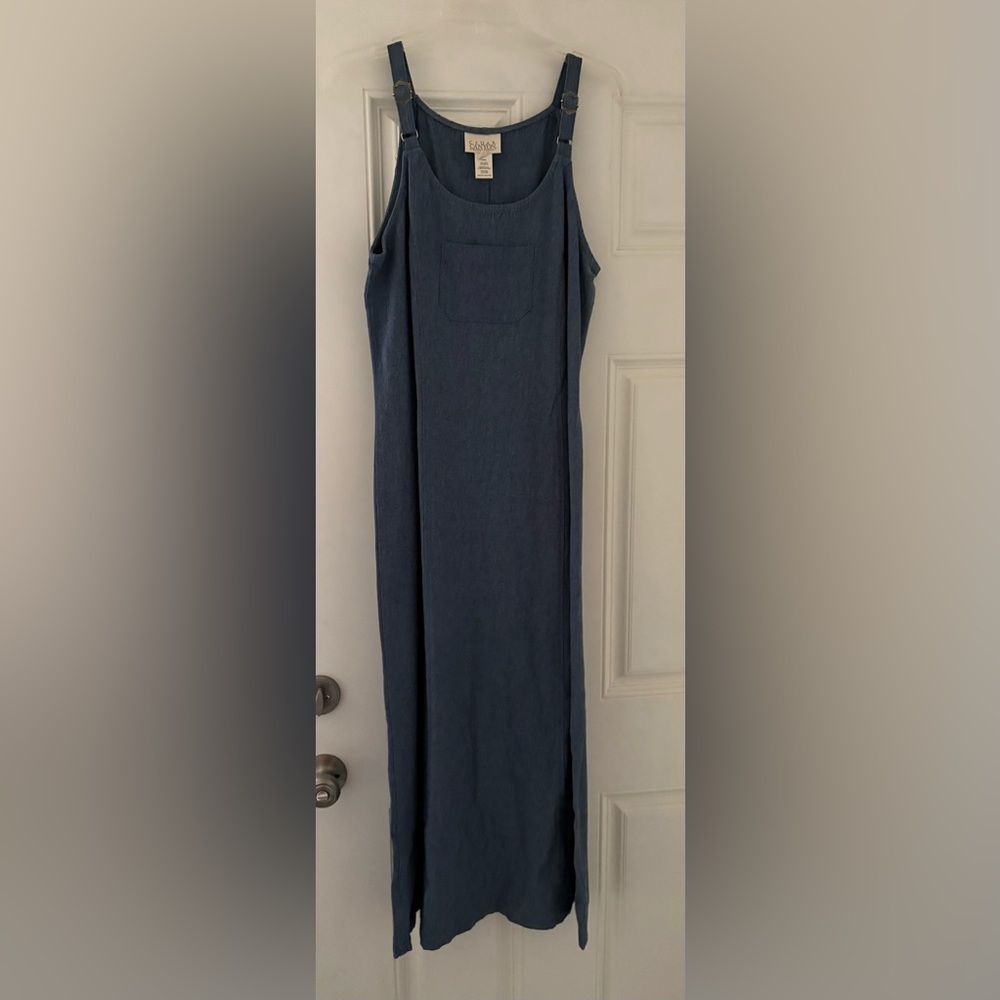 Vintage 90’s Denim Maxi Pinafore Dress Medium